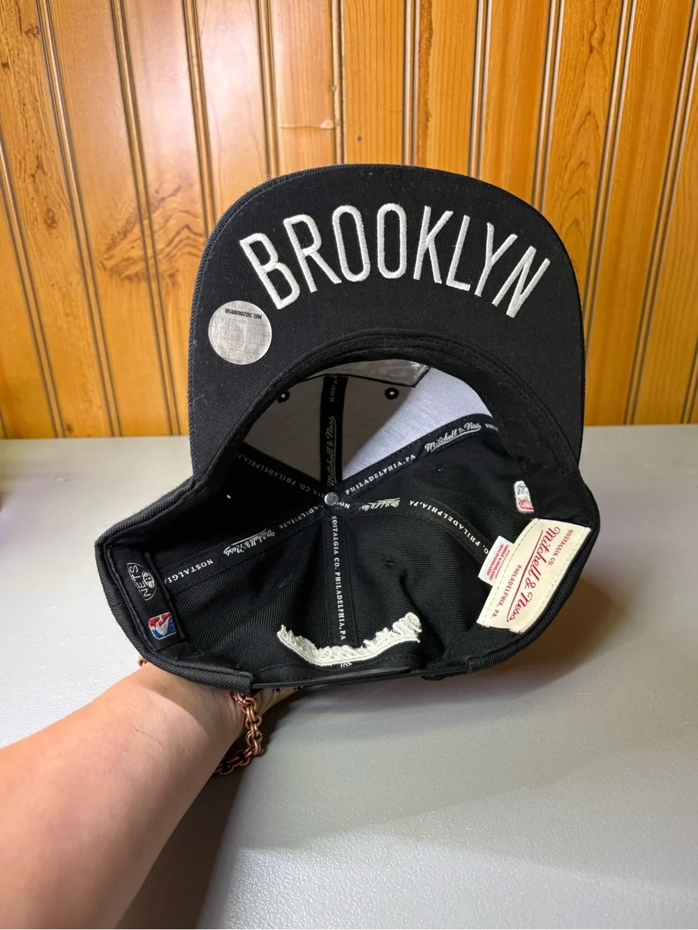 Mitchell & Ness Brooklyn Nets Black and White Snapback Hat